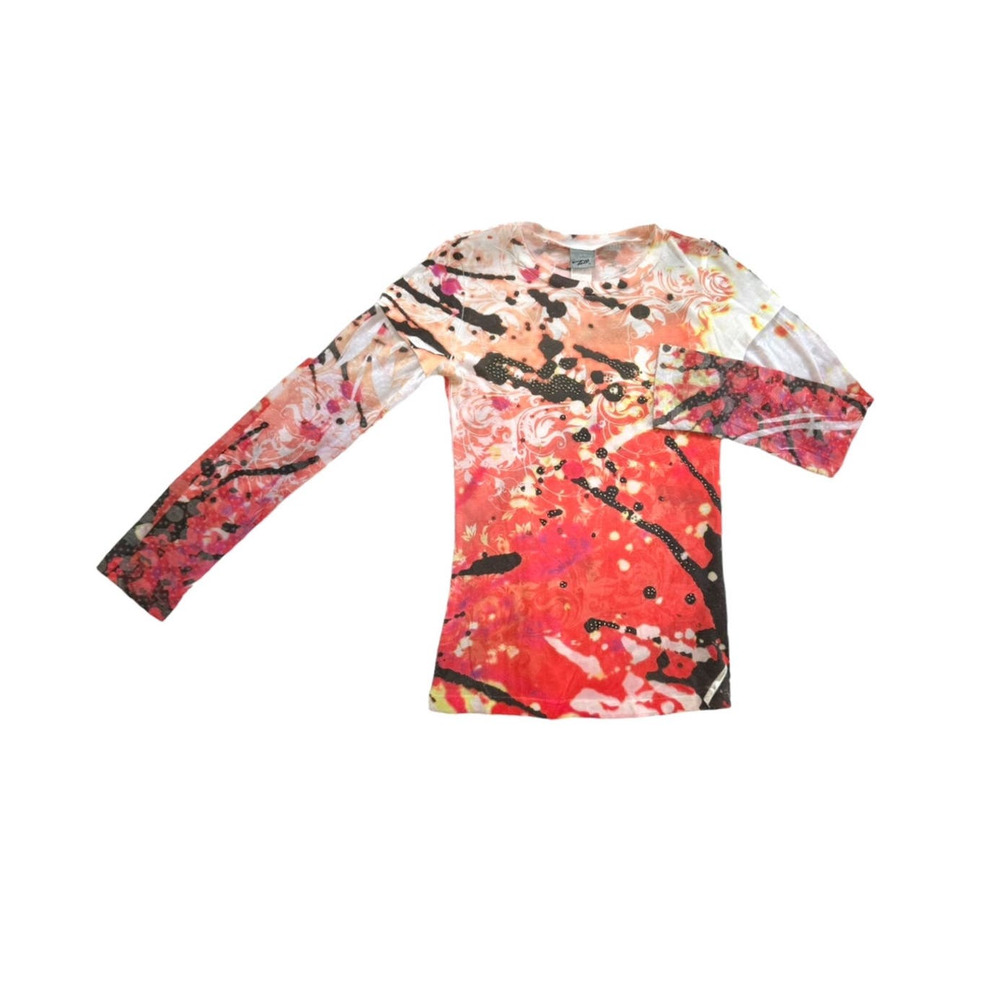 Colorful Long Sleeve Shirt For Girls With Rhinestones